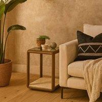Wyld Haus Harlow Brass & Cream Shagreen Side Table with Glass Top