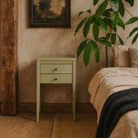 Wyld Haus Pirenopolis Sage Green 2 Drawer Wood Grain Bedside Table