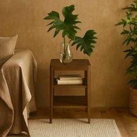 Wyld Haus Madrid Walnut Bedside Table with Two Open Shelves in Brown