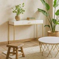 Wyld Haus Genoa White Gloss & Gold Console Table with Drawer