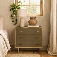 Wyld Haus Verona Grey Shagreen Chest of Drawers with Brushed Gold Trim