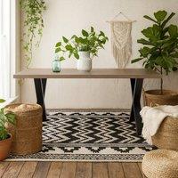 Wyld Haus Pefkos Natural Oak Dining Table with Black Metal Legs in Brown