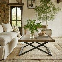 Wyld Haus Bergamo Aged Grey Oak Coffee Table with Black Cross Legs