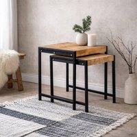 Wyld Haus Toivakka Nesting Side Tables Reclaimed Wood & Metal Set of 2 in Brown