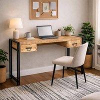 Wyld Haus Toivakka Reclaimed Wood & Metal Desk 2 Drawers in Brown
