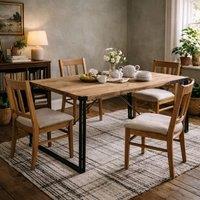 Wyld Haus Toivakka Industrial Reclaimed Wood & Metal Dining Table in Brown