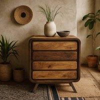 Wyld Haus Los Angeles Reclaimed Wood & Metal 4 Drawer Wide Chest in Brown