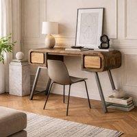 Wyld Haus Los Angeles Reclaimed Wood Desk with Metal Legs & 2 Drawers in Brown