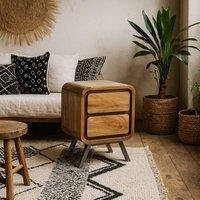 Wyld Haus Los Angeles Reclaimed Wood & Metal 2 Drawer Bedside Table in Brown