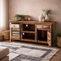Wyld Haus Seattle Reclaimed Wood Media Sideboard 2 Drawers 2 Doors 1 Shelf in Brown