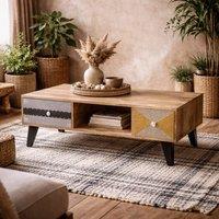 Wyld Haus Kokkola Reclaimed Wood Coffee Table with 4 Drawers in Brown