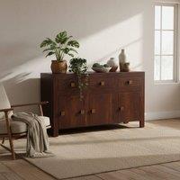 Wyld Haus Phuket Dark Mango Wood Large Sideboard 3 Drawers 3 Doors in Brown