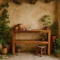 Wyld Haus Manila Light Mango Wood Console Table with Open Shelf in Brown