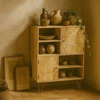 Wyld Haus Bali Light Gold Display Cabinet 2 Doors 4 Shelves in Brown