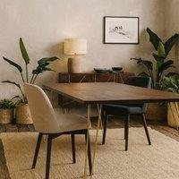 Wyld Haus Bandung Dark Mango Wood Dining Table with Gold Inlays in Brown