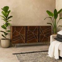 Wyld Haus Bandung Dark Mango Wood Sideboard Large 3 Drawers 2 Doors in Brown