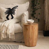 Wyld Haus London Natural Mango Wood Drum Side Table in Brown