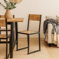 Wyld Haus Set of 2 Industrial Metal & Mango Wood Dining Chairs in Brown