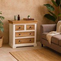 Wyld Haus Alington White & Natural Solid Mango Wood Four Drawer Chest in Brown