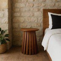 Wyld Haus Birmingham Slatted Mango Wood Side Table in Brown