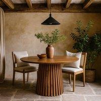 Wyld Haus Birmingham Slatted Mango Wood Round 4 Seater Dining Table in Brown