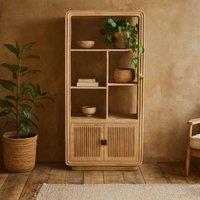 Wyld Haus Arizona Natural Mango Wood Display Cabinet with 2 Slatted Doors in Brown