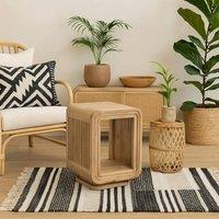 Wyld Haus Arizona Carved Mango Wood Open Bedside Table in Brown