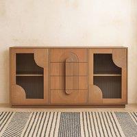 Wyld Haus New Mexico Large Mango Wood Sideboard Natural 4 Drawers 2 Doors in Brown
