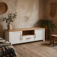 Wyld Haus Bramblecroft White & Natural Oak TV Unit 2 Doors 1 Drawer