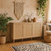 Wyld Haus Mallowmoss 3 Door Rattan & Light Wood Sideboard in Natural