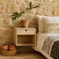 Wyld Haus Italy White Oak Look 1 Drawer Wall Mounted Bedside Table in Natural