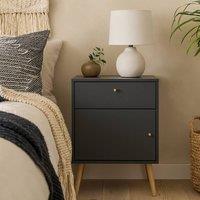 Wyld Haus Quietbloom Dark Grey Wooden Bedside Table 1 Door 1 Drawer