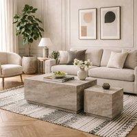Wyld Haus Munkebo Grey Marble Set of 2 Coffee Tables