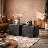 Wyld Haus Munkebo Black Square Nesting Coffee Tables Set of 2