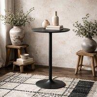 Wyld Haus Aars Tall Round Bar Table Black Marble Effect Top Trumpet Steel Base