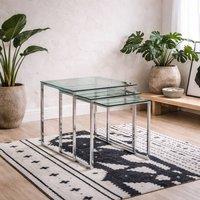 Wyld Haus Frederikssund Set of 3 Glass Top Nesting Coffee Tables in Clear