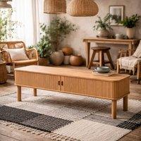 Wyld Haus Copenhagen Natural Oak TV Unit with 2 Tambour Doors L140 x D40 x H45cm