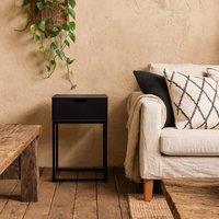 Wyld Haus Tokyo Black 1 Drawer Bedside Table Industrial Matt Black Metal Legs