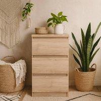 Wyld Haus Budapest Natural Oak Effect Bedside Table 3 Drawers
