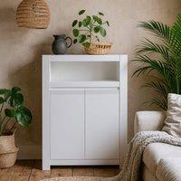 Wyld Haus Vienna 2 Door White Wooden Storage Cabinet with Open Shelf
