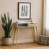 Wyld Haus Sapporo Console Table White & Natural Oak 1 Drawer 1 Shelf