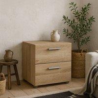 Wyld Haus Daejeon Natural Oak Effect 2 Drawer Bedside Table