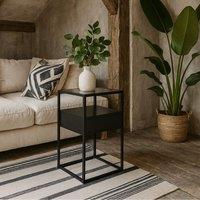Wyld Haus Wrenna Black Bedside Table with Smoked Glass Top
