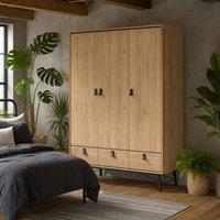 Wyld Haus Juno Wardrobe 3 Doors 3 Drawers Natural Oak