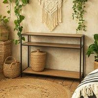 Wyld Haus El Paso Console Table Matte Black Metal Frame Wild Oak Shelves in Natural