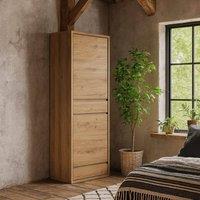 Wyld Haus Athens Natural Oak Effect Tall Narrow 2 Door 2 Drawer Storage Cabinet