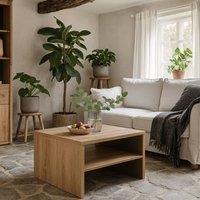 Wyld Haus Athens Natural Oak Effect Square Coffee Table with Shelf