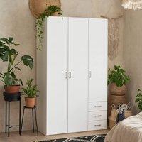 Wyld Haus Munich White 3 Door Wardrobe with 3 Drawers & 5 Shelves
