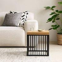 Wyld Haus Porto Side Table Wild Oak Effect Top with Slim Black Metal Frame in Natural