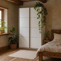Wyld Haus Bordeaux White Sliding Door Wardrobe 2 Door 5 Shelves Hanging Rail